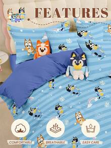 Bluey 2/3pcs Bedding Set, Cartoon Bedding, Warm & Anti-Pilling Bedding Set, Soft & Breathable Duvet Cover, Cartoon Theme Bedding Set, Suitable For All Bed Sizes: Single, Double, King, Standard, Suitable For All Seasons, Cute & Fashionable Bedding, Suitable For Bedroom & Dorm, Machine Washable, Spring/Summer Decor, New Spring/Summer Product - Multicolor - View 6