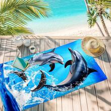 1 pièce Serviette de plage avec imprimé dauphin, créature marine. Serviette super absorbante et séchage rapide pour la natation, couverture de plage douce et légère. Accessoire de plage idéal pour la plage, la natation, l'extérieur, les voyages - Multicolore - Voir 8