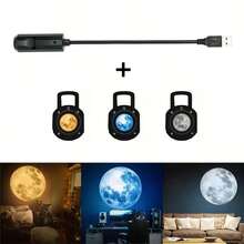 USB Powered Moon LED Projector Light, 3D Starry Sky Night Light - High Brightness Romantic Atmosphere Decor Lamp With 360° Rotation, Portable Bedroom Ceiling & Photography Background Projector, Creative Gift - USB Moon and Starry Sky Projector Night Light - View 10