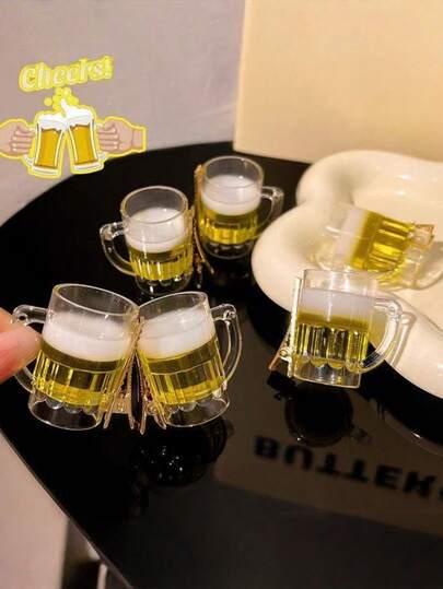 2个/套 独特啤酒杯造型发夹，个性十足的刘海发夹