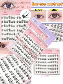 72片装自粘假睫毛，自然妆效，预涂胶水，DIY睫毛嫁接套装，无需胶水即可佩戴，适合日常化妆。睫毛簇，假睫毛，单根假睫毛，假睫毛，假睫毛 - C - 查看 7
