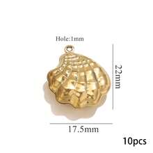 Bộ 10 mặt dây chuyền hình động vật và đại dương bằng thép không gỉ 304 mạ vàng 18K, gồm sao biển/vỏ sò/rùa/voi/cú, dùng để tự làm vòng cổ, vòng tay và trang sức. Không gây dị ứng và chống gỉ. - mặt dây chuyền - Xem 21