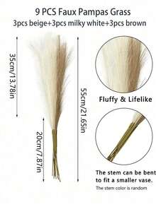 1/10pcs Artificial Pampas Grass, Valentine's Day Decor, 55cm/21.65in Pink, White, Beige Artificial Pampas Grass, Fluffy Artificial Boho Decor, Suitable For Halloween, Christmas, Pink Artificial Pampas Grass Stems Can Be Used For Vase Filler, Farmhouse, Home, Wedding Decor (Pink, White, Beige), Room Decor, Fall Decor, Home Decor, Halloween Decor, Teacher Gift, College Dorm Supplies, Dorm Decor - Multicolor - View 3