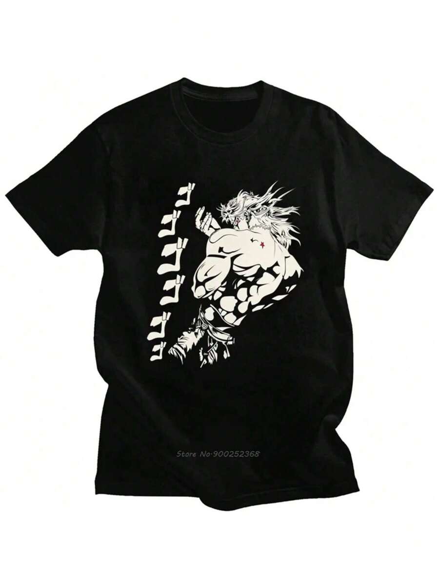 Dio Brando Jojos Bizarre Adventure T Shirt Men Pure  T-Shirt Joestar Japanese Anime Summer Short Sleeve Oversized - màu đen - Xem 1