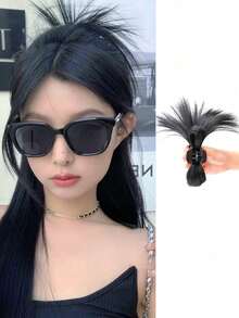 1pc 2-In-1 Hair Accessory: Half-Bun Claw Clip & Ponytail Bun Hairpiece, Sweet & Sexy Girl High Ponytail, Slouchy Bun, Autumn/Winter Hair Clip, Fashion Hair Clip, Autumn/Winter Hair Decor Beach Vacay Hair Claws Summer Outfits Hair Clips - Multicolor - View 13