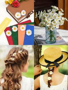10/50/100/200pcs White Daisy Artificial Flowers, Colorful Daisy Filler Flowers, Suitable For DIY Crafts, Wreath Making, Vase Decor, Hair Accessories, Tabletop Decor, Applicable For Spring Wedding, Engagement, Birthday, Home Gathering, Home Decor, Holiday & Party Decoration, Autumn Decor And Other Occasions - White - View 3