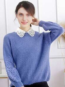 1pc Women's Chiffon Lace Hollow Embroidered Detachable Collar, Multi-Functional Sweater Dickey, Half-Shirt Design, Adjustable & Removable, Suitable For Autumn/Winter Everyday Wear - White - View 9