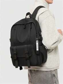 Minimalist Casual Men Backpack - Black - View 3