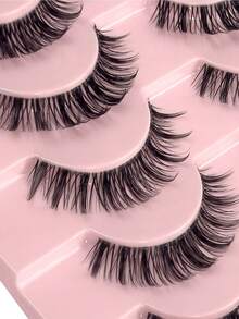 10 Pairs Of Natural Fluffy False Eyelashes Slim Soft Fluffy And Durable Naturally Extend The End Of The Eye Beautiful False Eyelashes Fashion Reusable Suitable For Daily Outings Commuting And Wearing On Campus - Black - View 3