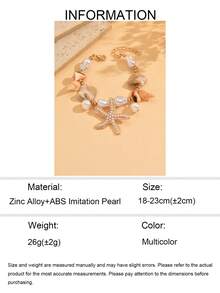 1条波西米亚风海滩海洋风手工手链，配有合金海星吊坠和仿珍珠，适合日常佩戴和海滩旅行。 - 彩色 - 查看 5