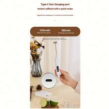 Espumador de leche recargable por USB, espumador de leche eléctrico portátil, espumador de café y leche de 3 velocidades, espumador de leche mini, mezclador de bebidas, temporada de regreso a clases - Blanco - Ver 9