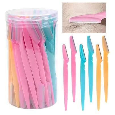 30件装女士眉刀，多功能去角质刮肤工具及面部剃刀，带精准刀盖，安全美容