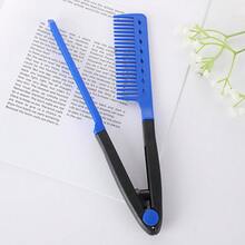 1pc Multi-Functional Hair Styling Tool V-Shaped Comb - Fine-Toothed Curly Comb For Detangling Hair - Hair Straightening Brush - V-Shaped Clamp Design Curling & Straightening Dual-Use Brush - Multicolor - View 12