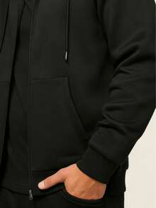 AHTELB 新款男士休闲轻便夹克，男士时尚百搭棒球领运动服夹克 - 黑色 - 查看 4