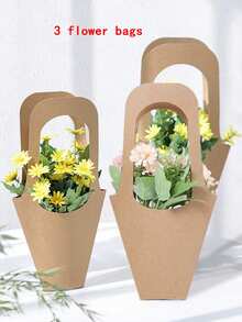 45枝波西米亚风粉色人造花束 + 3个手提花束袋套装 – 母亲节、婚礼鲜花礼品袋、家庭聚会礼物、户外花园装饰 - 彩色 - 查看 14