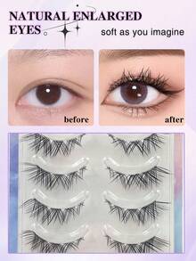 ENCHUW 5 Cặp Mi Giả Tự Nhiên, Mềm Mịn, Mi Nối Tự Nhiên, Mi Giả Dạng Manga, Mi Giả Tự Nhiên, Mi Giả Dán, Mi Giả, Mi Nối, Mi Giả - màu đen - Xem 3
