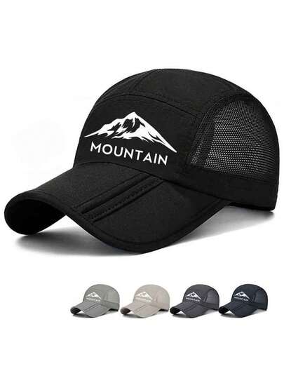 1顶纯色山峰字母印花棒球帽，涤纶速干网眼帽，百搭日常佩戴，适合作为圣诞节、母亲节、父亲节、教师节、生日礼物送给家人、朋友、男友/女友。