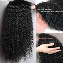 Kinky Curly Lace Front Wig 13x4 Transparent Lace Deep Wave Glueless Curly Wigs 150% Density Kinky Curly Glueless Wigs For Women Daily Wear - Natural Black - View 2