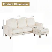 Convertible Sectional Sofa, L-Shaped Sofa With A Movable Sugar-Cube-Style Chair As A Footstool, Suitable For Living Rooms, Apartments And Small Spaces In Offices - White Towel - View 7