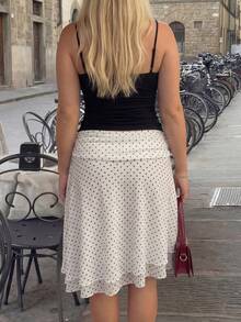 Plus Size Summer Casual Polka Dot Print Skirt - White - View 2