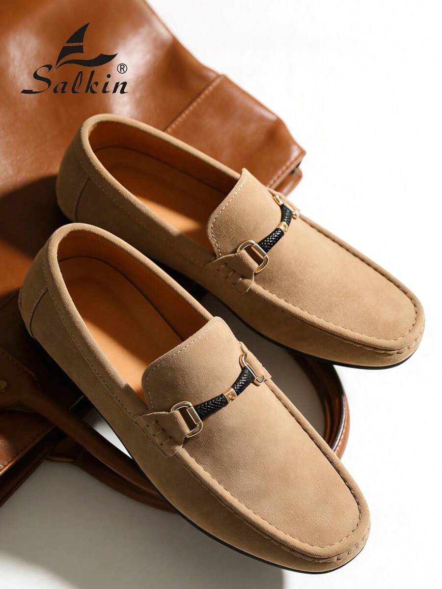 Salkin 设计师款男士休闲乐福鞋,纯色仿麂皮绒面革,柔软舒适,防滑耐磨,适合休闲、商务、毕业典礼、婚礼、春夏秋季等多种场合,尺码偏小,建议选购大一码。 - 卡其色 - 查看 1