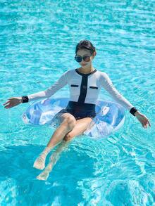 1 chiếc phao bơm hơi hình chữ U thắt nơ, giường nổi đính kim sa, ghế nằm thư giãn hồ bơi, đồ chơi dưới nước, tiệc bể bơi, vui chơi bãi biển. - A - Xem 5