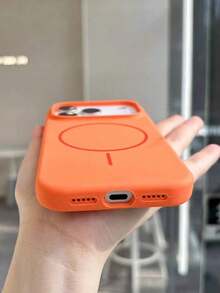 Liquid Silicone Magnetic Phone Case Compatible With IPhone 16 Pro Max Waterproof Shockproof Anti-Fall Scratch Resistant - Orange - View 7