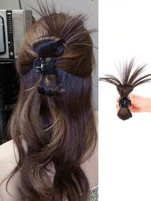 1pc 2-In-1 Hair Accessory: Half-Bun Claw Clip & Ponytail Bun Hairpiece, Sweet & Sexy Girl High Ponytail, Slouchy Bun, Autumn/Winter Hair Clip, Fashion Hair Clip, Autumn/Winter Hair Decor Beach Vacay Hair Claws Summer Outfits Hair Clips - Multicolor - View 11