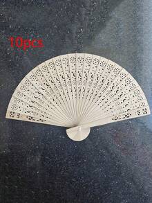 1/10 piezas Abanicos plegables de sándalo con fragancia para baile, diseño hueco de luna y estrella, panal, girasol, abanico de madera como regalo de boda, verano, vacaciones para actividades al aire libre, vacaciones, viajes, accesorios de vestir y regalos, festivales, campamentos - albaricoque - Ver 15