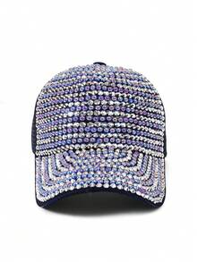 1pc Women's Adjustable Rhinestone Baseball Cap, Fashionable Versatile Peaked Hat For Couple - Baseball Cap - View 4