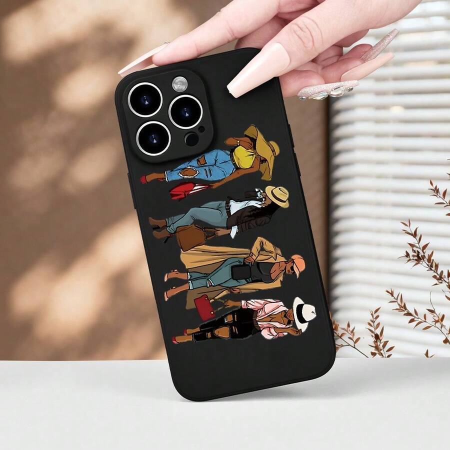Funda para Teléfono - Un Elegante Conjunto de Ropa de Invierno para Mujer con Diseño Estampado, Junto con una Funda para Teléfono de Color Mezclado Compatible con Varios Phone, Incluyendo los Más Recientes - Multicolor - Ver 1