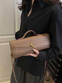 BAILEE 1 chiếc túi đeo vai dáng baguette dệt họa tiết mới, thiết kế ngang cao cấp độc đáo, túi xách tay đựng cơm trưa, túi đeo chéo đa năng, thiết kế nắp gập, túi xách nữ, thích hợp cho kỳ nghỉ, phối đồ thời trang, mua sắm cùng bạn bè và làm quà tặng. - Cà phê - Xem 9