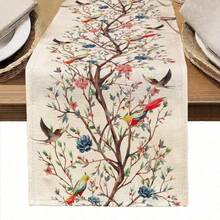 1pc Spring Bird & Floral Print Table Runner, Suitable For Holidays, Parties, Birthdays, Dinner, Kitchen & Dining Room Table Decor, Applicable For All Seasons, Home Textile Decoration - Multicolor - View 7