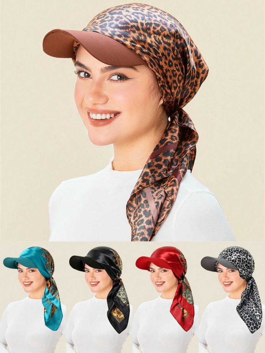 1 chiếc khăn trùm đầu tam giác in họa tiết kiểu Âu và Mỹ mới, chất liệu satin hai lớp dành cho nữ. - Nhiều màu - Xem 1