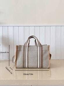 女士极简大容量手提包、单肩包、托特包、斜挎包 - 卡其色 - 查看 3