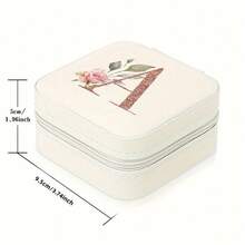 2026 Best-Selling Classic False Leather Jewelry Box With Zipper Closure - Waterproof And Lightweight, Suitable For Travel, Featuring A 26-Letter Floral Design, Detachable Necklace Display Stand And Compartments For Rings And Earrings - Elegant Jewelry Gift For Women, Decorative Lid, Storage Solution, Jewelry Box - A - Xem 2