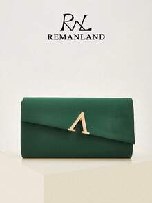 REMANLAND 这款奢华迷人的V形绒面晚宴手拿包，既可作为优雅时尚的派对包，也可作为带有可拆卸金属链的肩包，完美搭配亮片舞会礼服和派对长裙，是送给女性的完美礼物。 - 墨綠色 - 查看 1