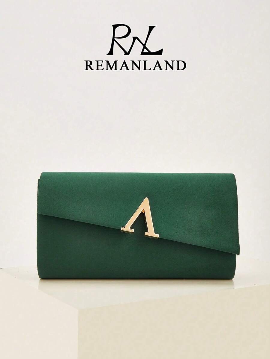 REMANLAND 这款奢华迷人的V形绒面晚宴手拿包，既可作为优雅时尚的派对包，也可作为带有可拆卸金属链的肩包，完美搭配亮片舞会礼服和派对长裙，是送给女性的完美礼物。 - 墨綠色 - 查看 1