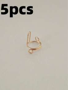 5 miếng dán móng tay hình nhẫn kim loại có thể tháo rời, có thể gắn trực tiếp vào nhẫn, kích thước điều chỉnh được, phụ kiện trang trí móng tay. - Nhiều màu - Xem 7