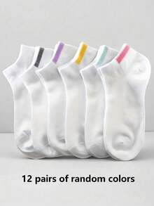 6 Pairs Women's Low Vamp Socks, Cute Japanese Style Boat Socks, Solid Color Odor-Resistant Ladies Socks, Spring/Summer - Multicolor - View 7