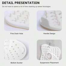 1/2/4pcs White Modern Home Silicone Sink Drain Strainer, Anti-Slip Suction Cup Drain Filter, Bathroom Shower Tub Kitchen Laundry Room Anti-Clogging Strainer - Rotation - View 8