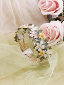 1pc Rustic Embroidered Floral Baby Headband, Fresh Pastoral Cute Embroidered Flower Baby Headwear - Multicolor - View 7
