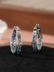 Hoa tai hình móng ngựa đính đá Cubic Zirconia nhiều màu sắc sang trọng | Hoa tai hiện đại, thanh lịch. Thích hợp cho đám cưới và tiệc tùng. - Nhiều màu - Xem 6