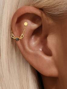 1pc 925 Sterling Silver Agate/Colorful CZ/Opal Earring Chain Accessory, 18K Gold Plated Earring Connector Chain, Convertible Dangle Earrings For Women With Double Pierced Ears - Gold - View 6