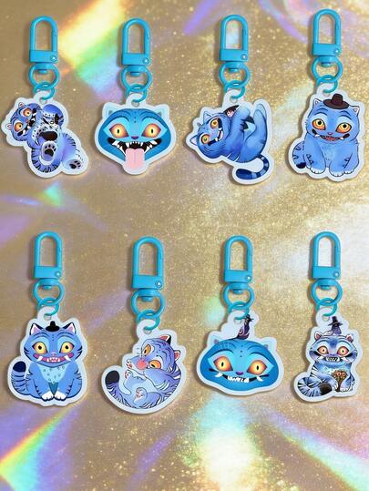 8pcs Cute Korean Girl Devil Design Pendant Keychain, Fashion Bag Charm, Car Key Chain, ID Card Holder, Fan Gift