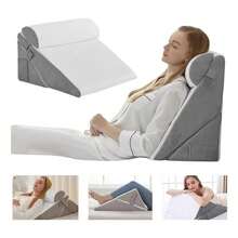 Almohada Cojin Antireflujo Cuña Ajustables Respaldo Grande Almohada de Cuña para Apnea del Sueño, 3 Piezas de Almohada de Espuma Ajustable para Sentarse en la Cama, Juego de Almohadas de Cuña para Cabecera 10 en 1 para Reflujo Ácido, Ronquidos, Gris - blanco grisáceo - Ver 9