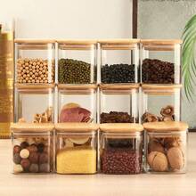 Glass Spice Jars, Airtight Rectangular Storage Containers With Labels, Suitable For Kitchen Organization, Pantry Storage, And Holding Spices & Seasonings (Compatible With Spice Racks) - Transparent - View 5
