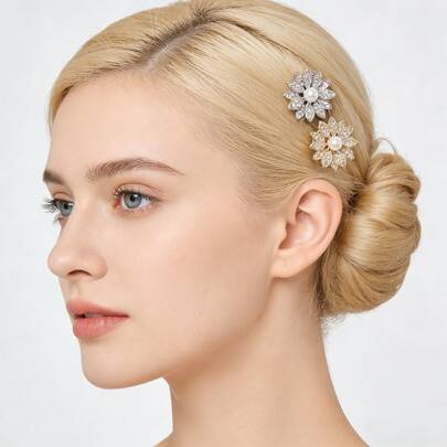 1个向日葵发夹，U型发髻发型配饰，派对装饰，送朋友的礼物