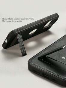 1pc Premium Leather Texture Shockproof Phone Case Compatible With IPhone 12 13 14 15 16 17 Pro Max Plus, Galaxy S24 S23 S22 Ultra Plus - 黑色 - 查看 6