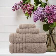 Toallas Beyond - Juego de Toallas de Lujo de 4 Piezas Fabricadas con 100% algodón Turco Altamente absorbentes y cómodos Incluye 2 Toallas de baño 1 Toalla de Mano y 1 toallita Beige - Beis - Ver 6